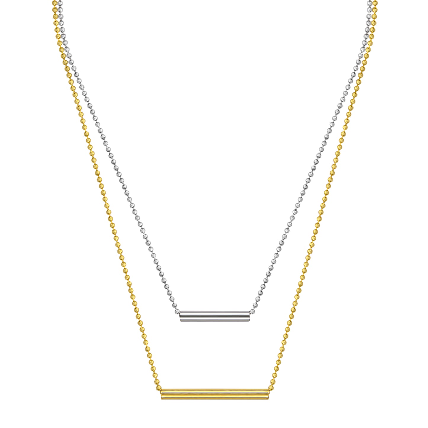18" Double Strand Two Tone Bar Necklace