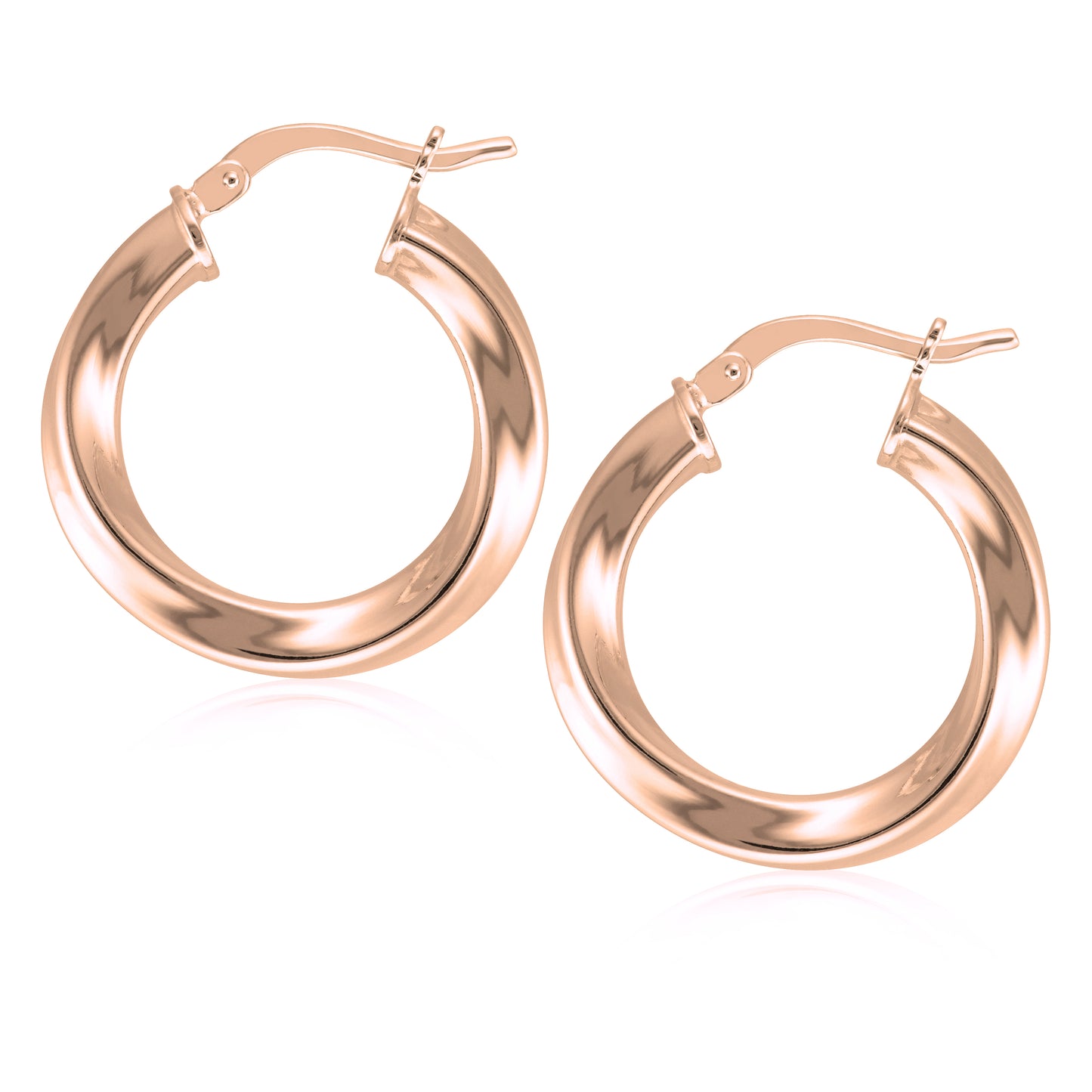 Rose Gold Twisted Round Hoop Earrings