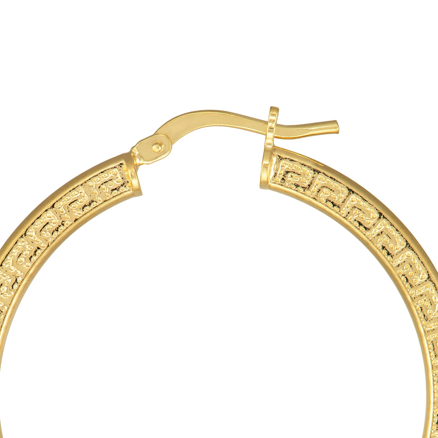 Yellow Gold plated Greek Key Hoop Earrings