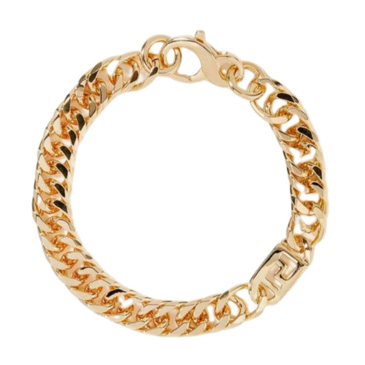 18kt Yellow Gold On Bronze 7.5" Unisex Heavy Curb Link Bracelet