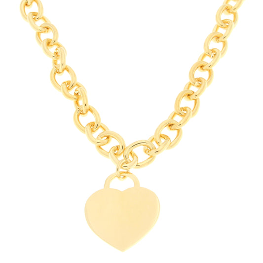 18" Rolo Link with Polished Heart Necklace