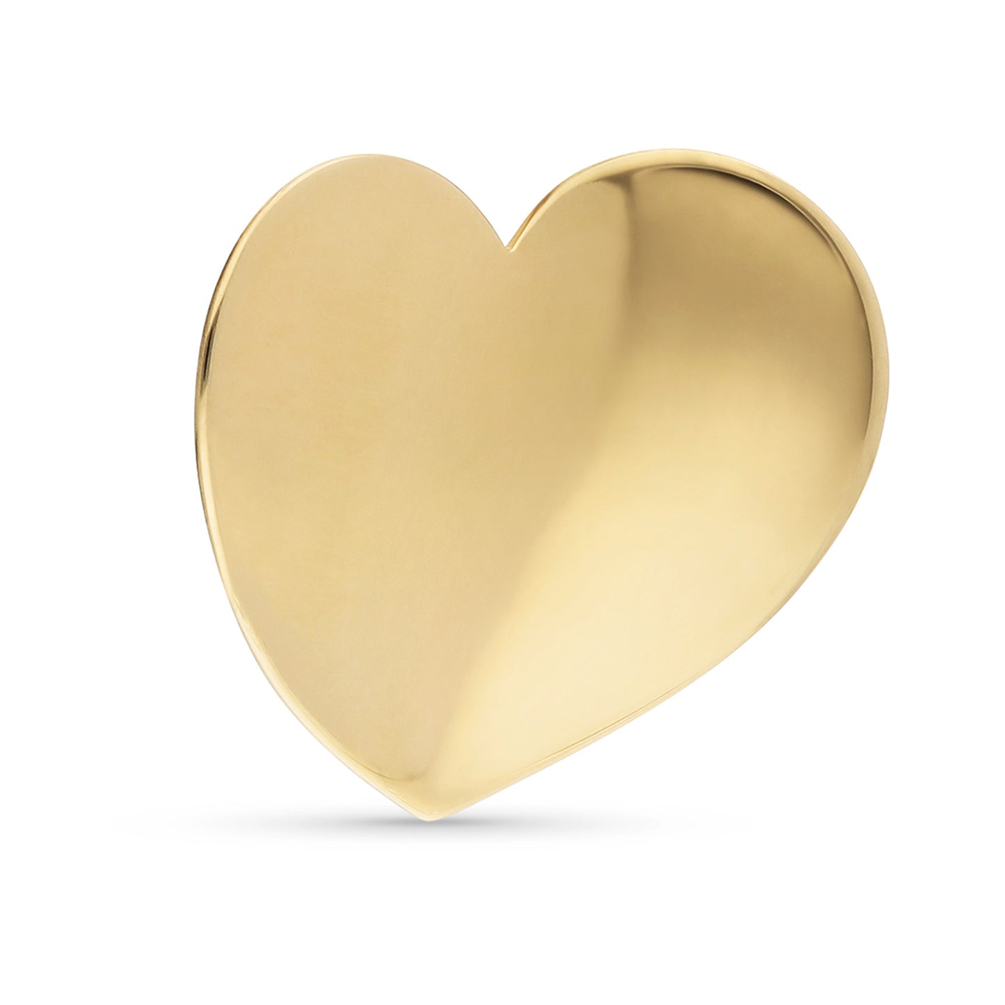 18kt Yellow Gold On Bronze Polished Concave Heart Stud