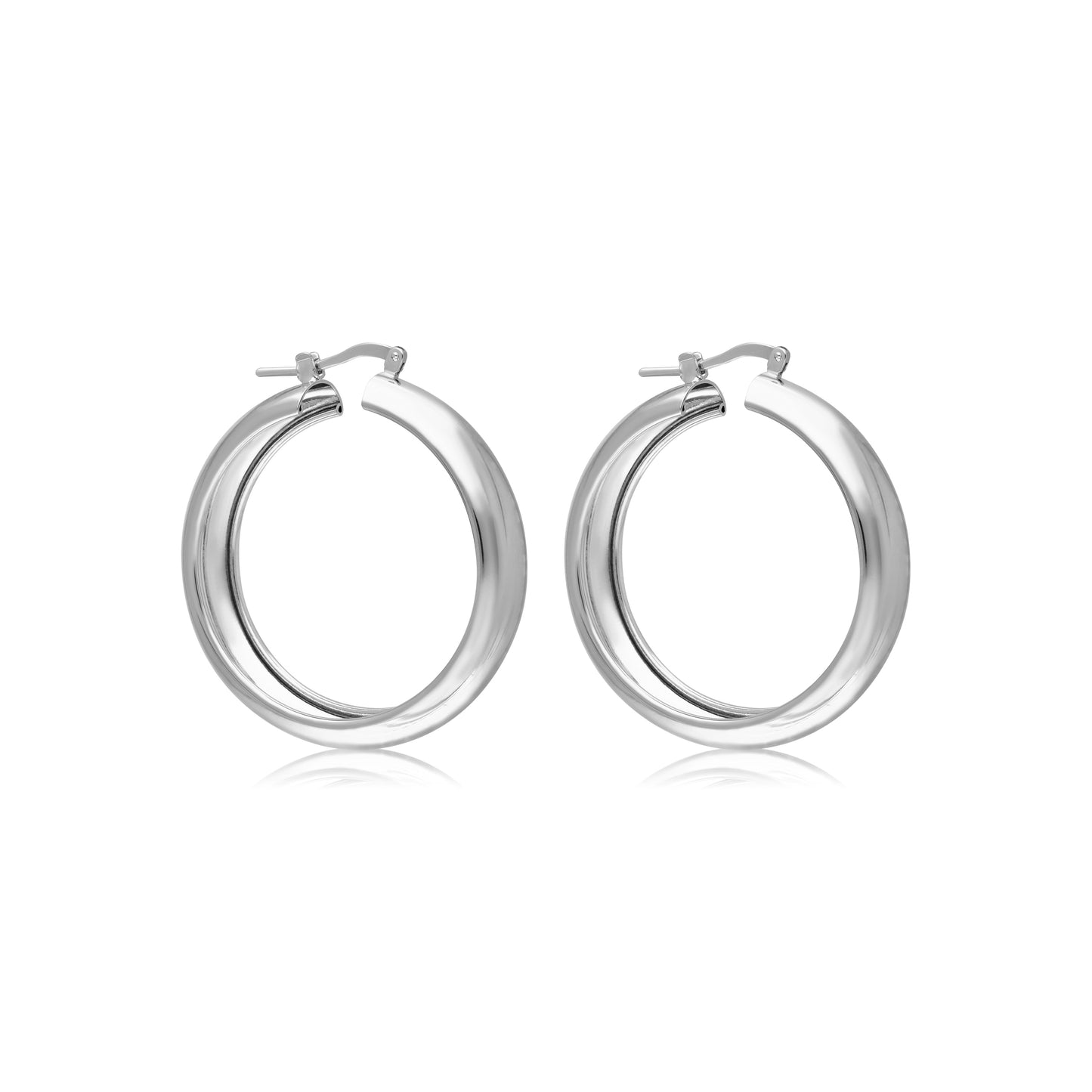 18kt Gold Plated White Polished Wedding Band Hoop Earring