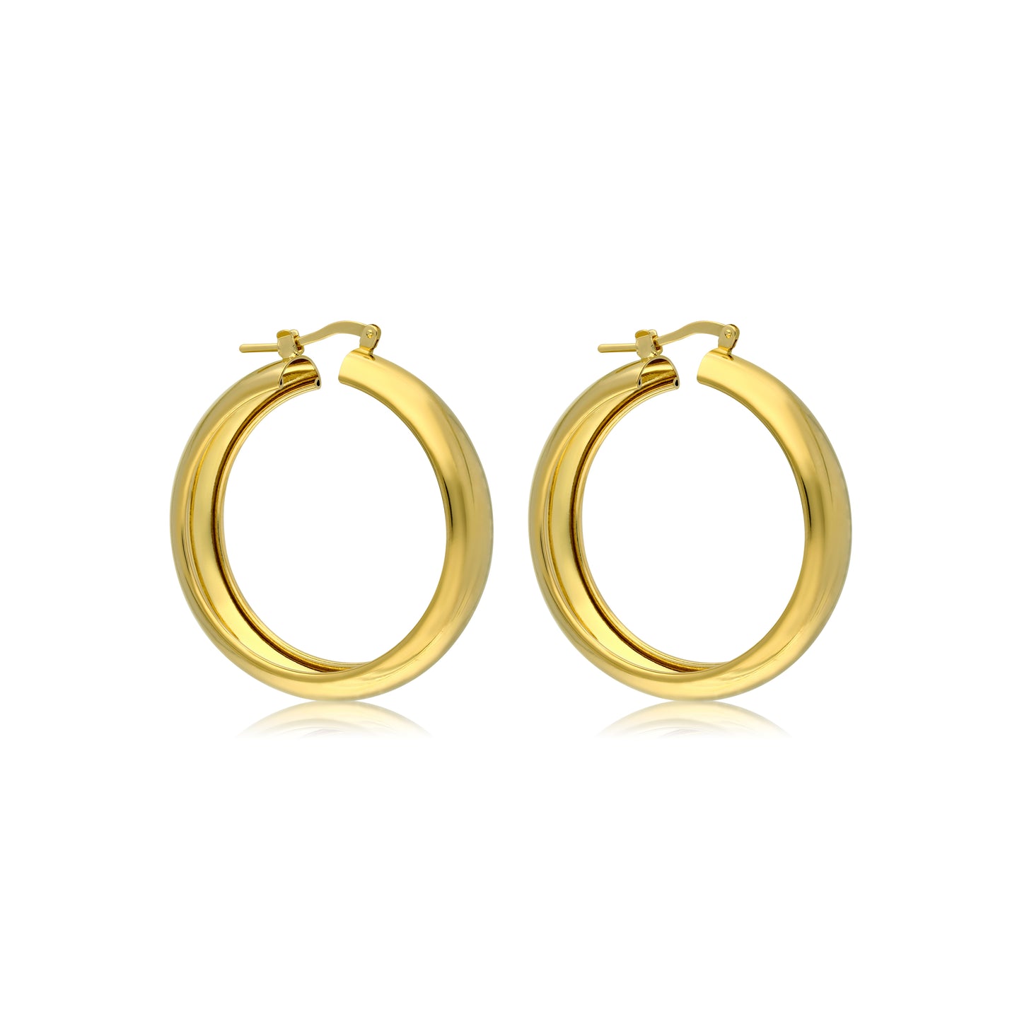 18kt Gold Plated Yellow Polished Wedding Band Hoop Earring