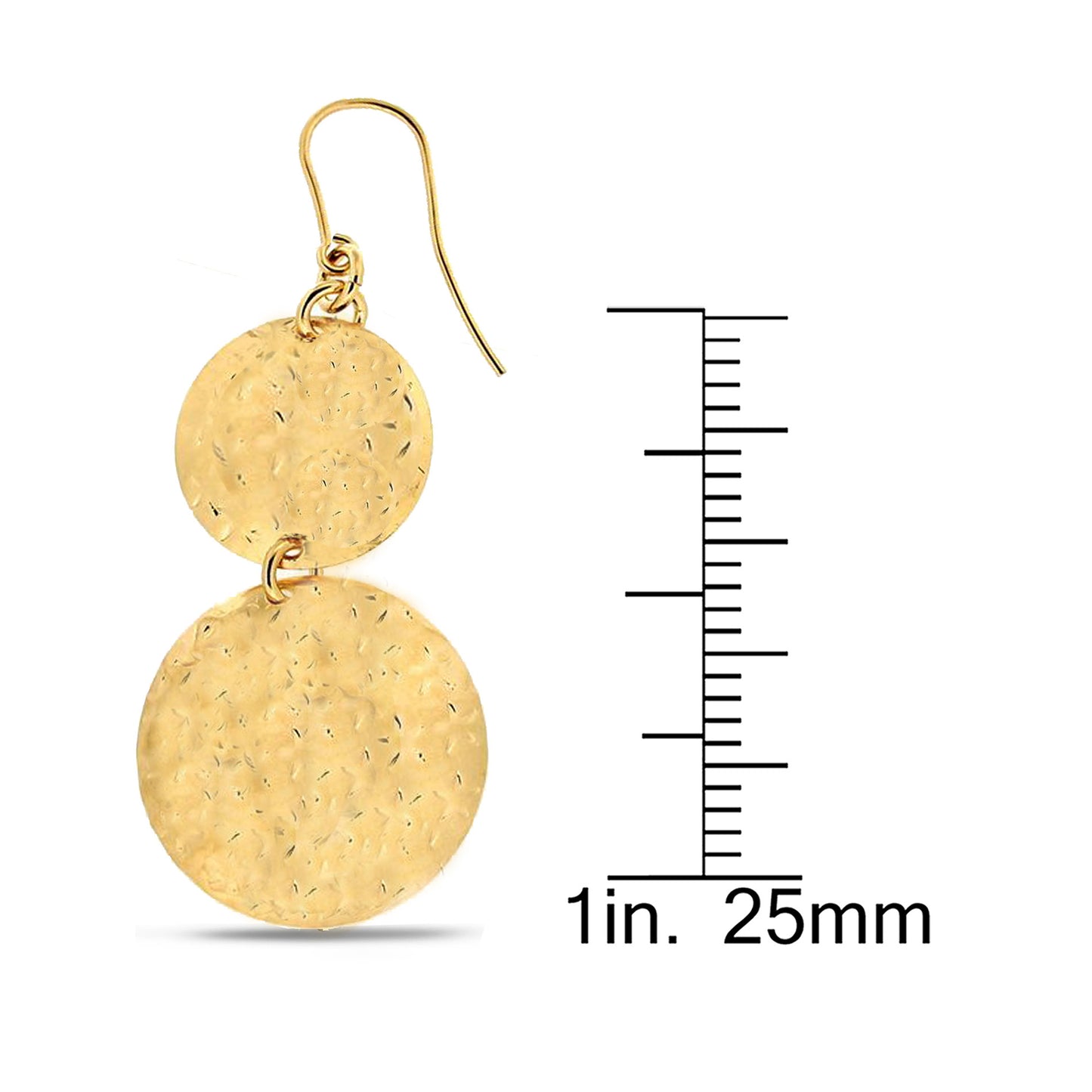 Double Hammered Disc Drop Earrings