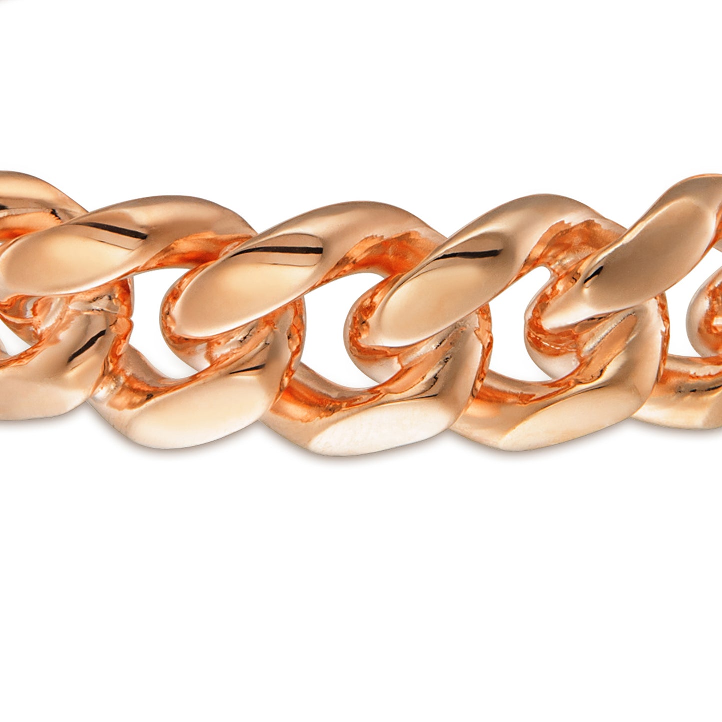 Heavy Curb Link Topped Hinged Rose Gold Bangle