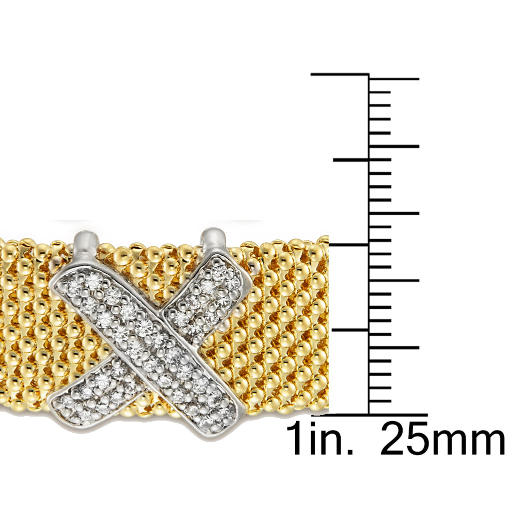 Beaded Cuff Bracelet with Cubic Zirconia