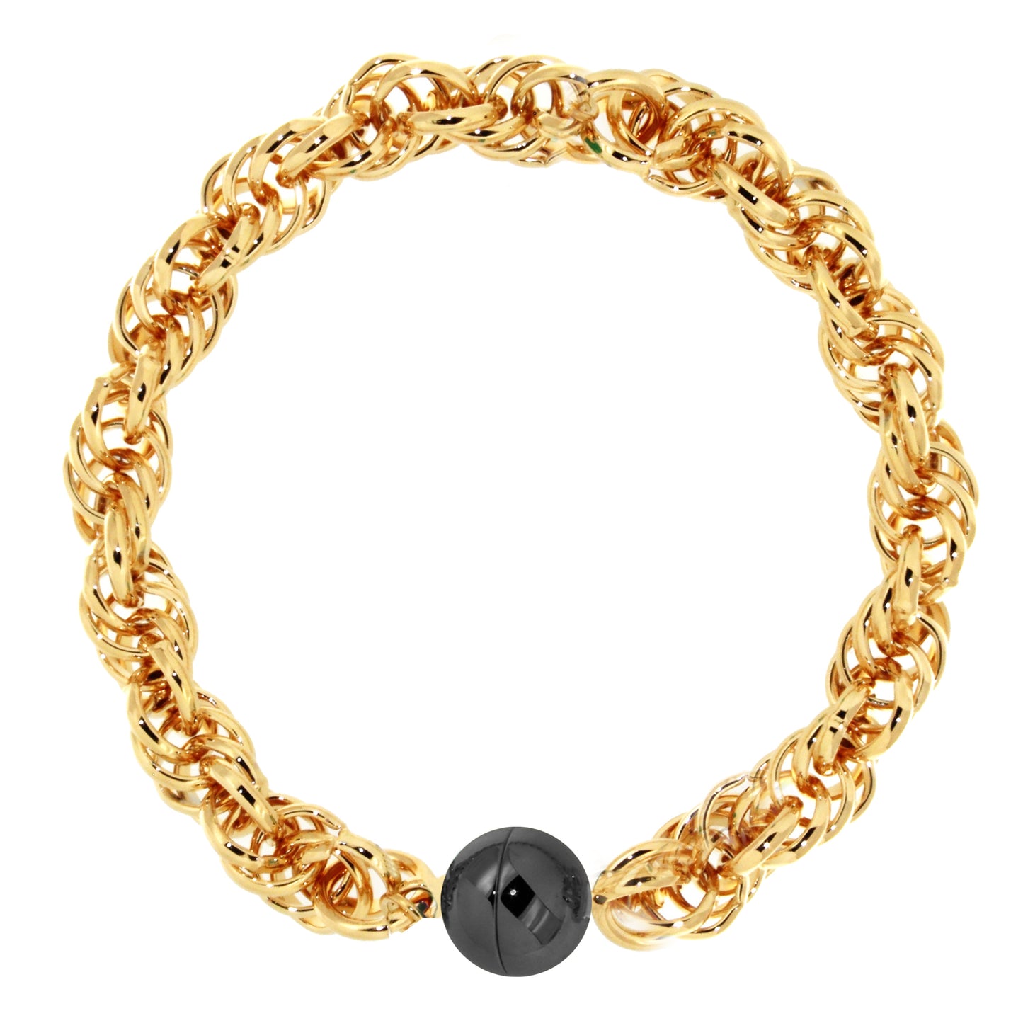 8.25" Yellow Gold Rope with Magnetic Black Clasp