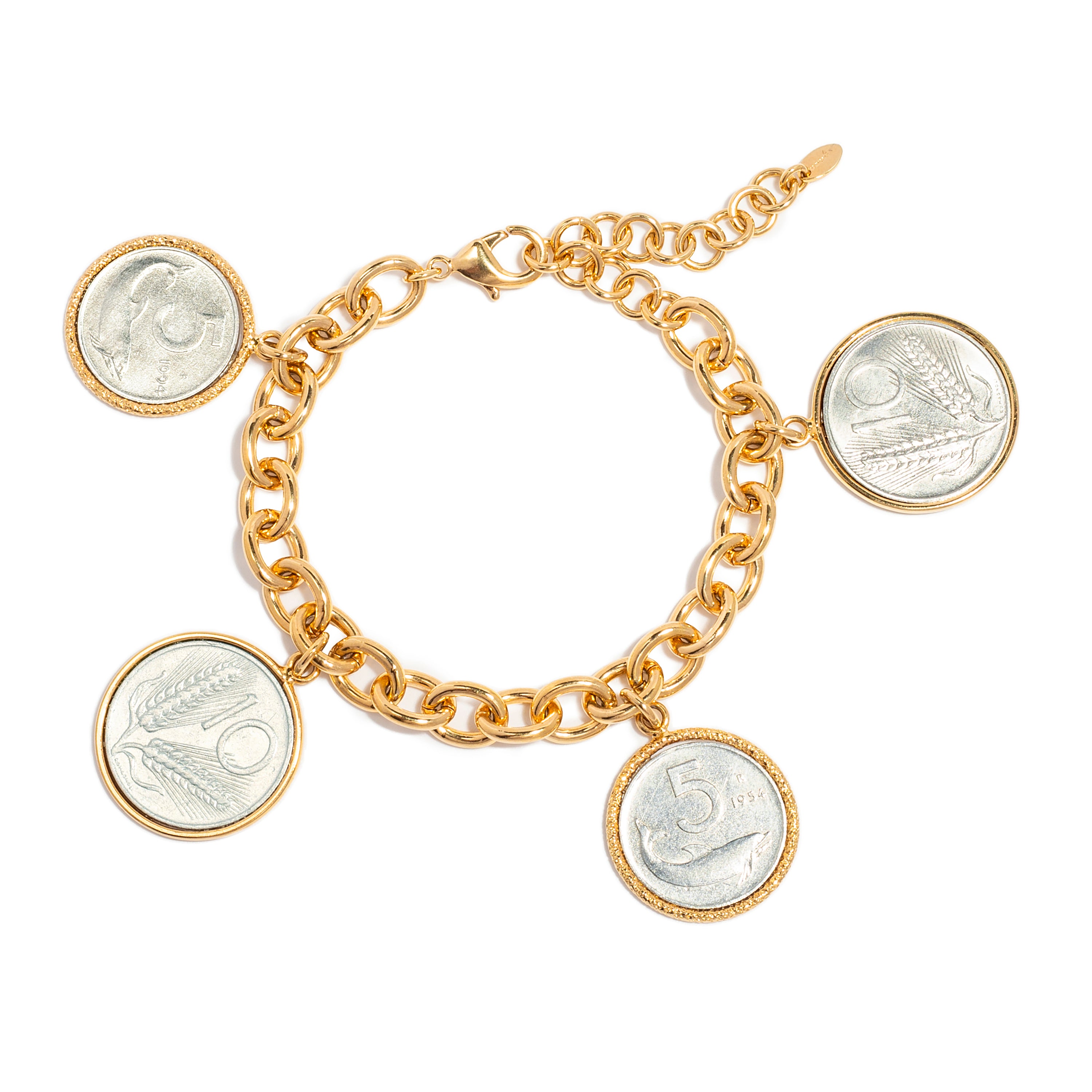 Bronzoro 8 Genuine 10 And 5 Lira On Belcher Link Bracelet Bronzoro™ 