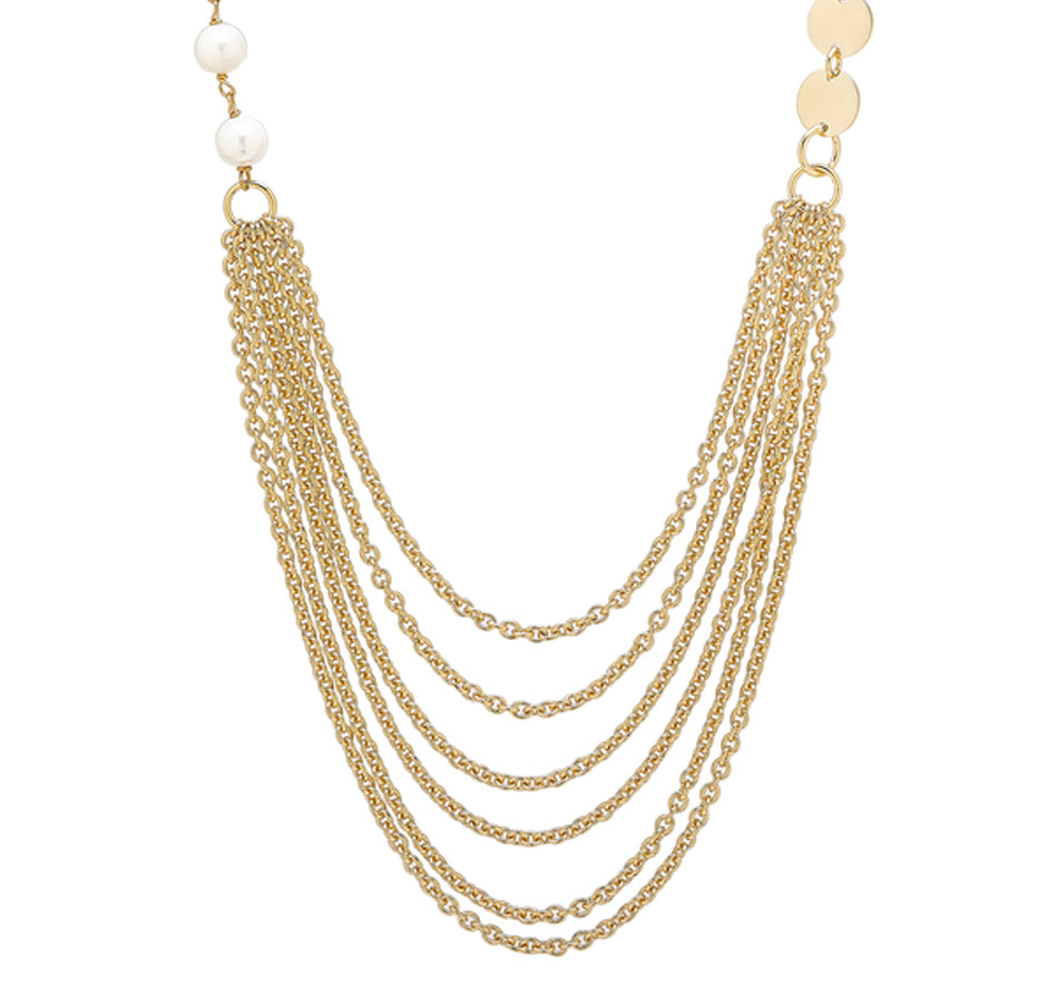 28" Double Strand freshwater Pearls Polished Stations Necklace