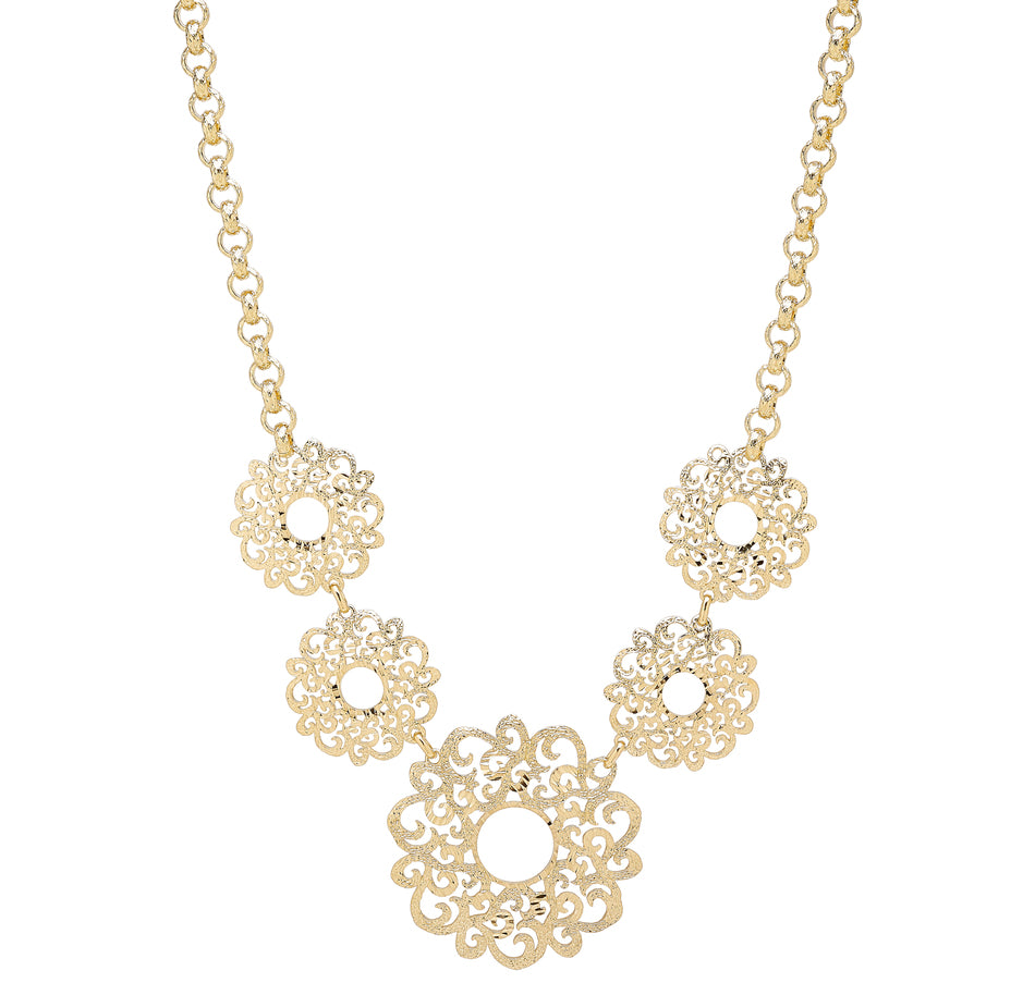 18.5" Rolo link necklace with filigree stations