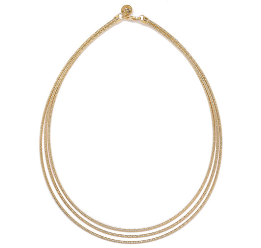 18"  Triple Strand Round Omega Necklace
