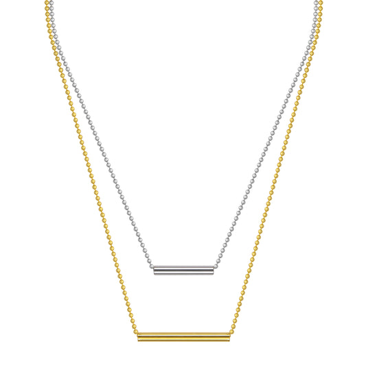 18" Double Strand Two Tone Bar Necklace