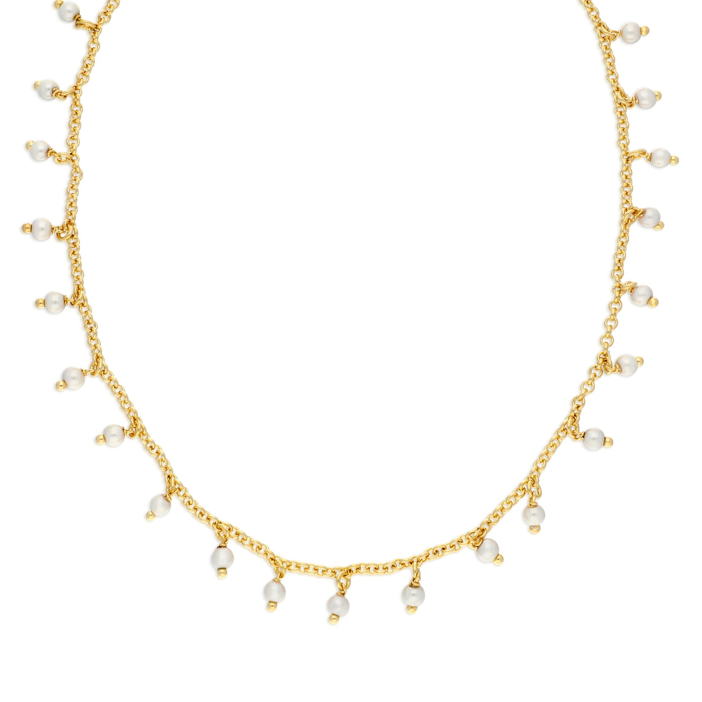 16" Yellow Gold Faux Pearl Necklace