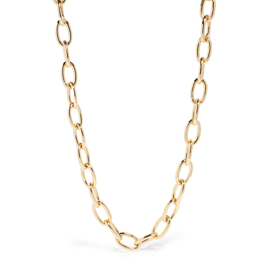 Yellow gold 41" Long Chunky Necklace With Stationed Links