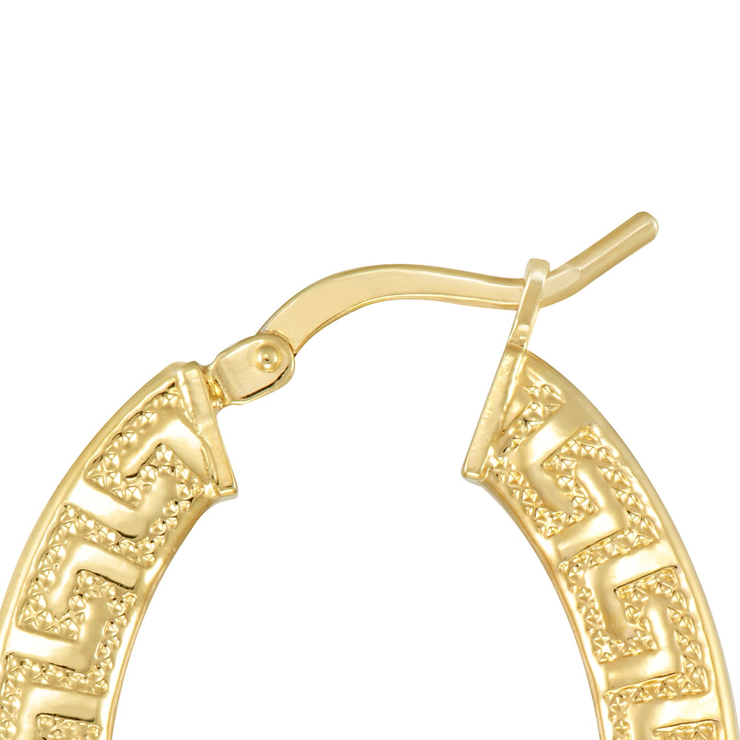 Greek Key Oval Hoop Earrings