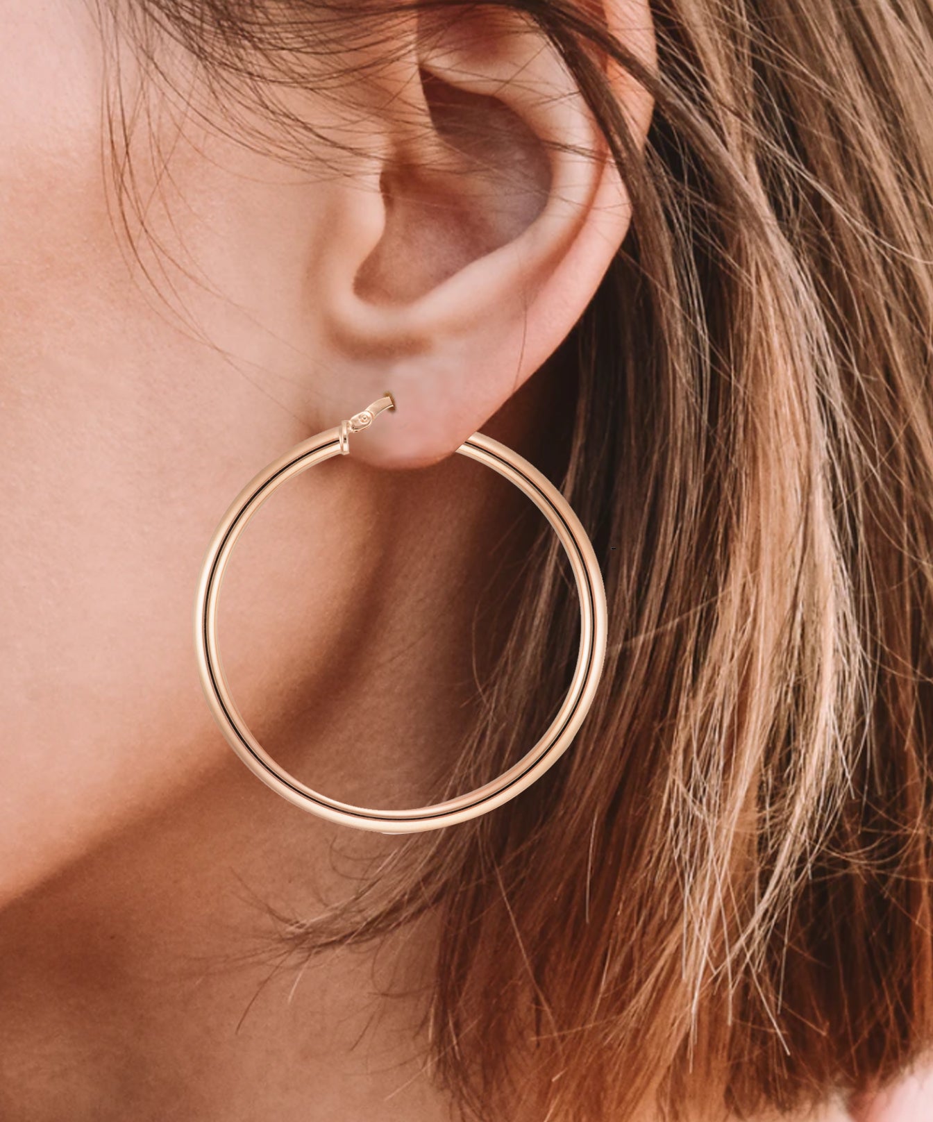 45mm Rose Gold Polished Hoop Earrings