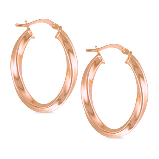 Twisted Oval Rose Gold Hoops
