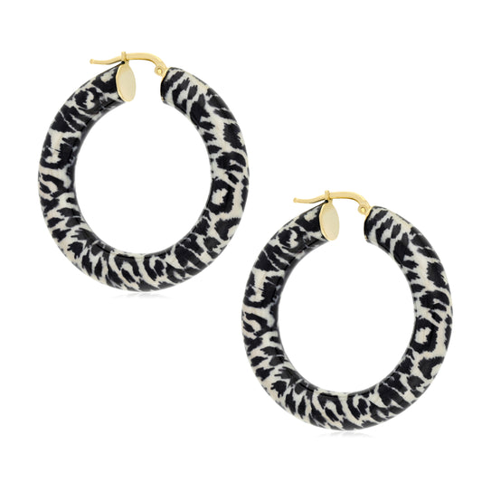 Round Light Leopard Enamel Hoop Earrings