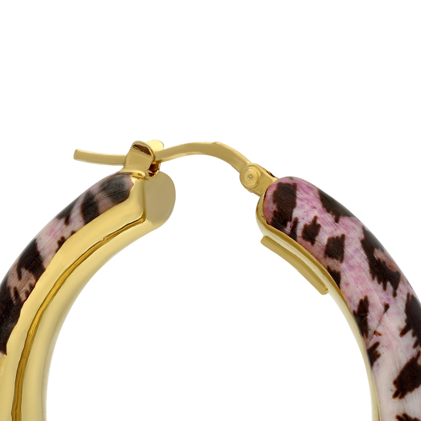 Electroform Round Hoop with Leopard Enameling