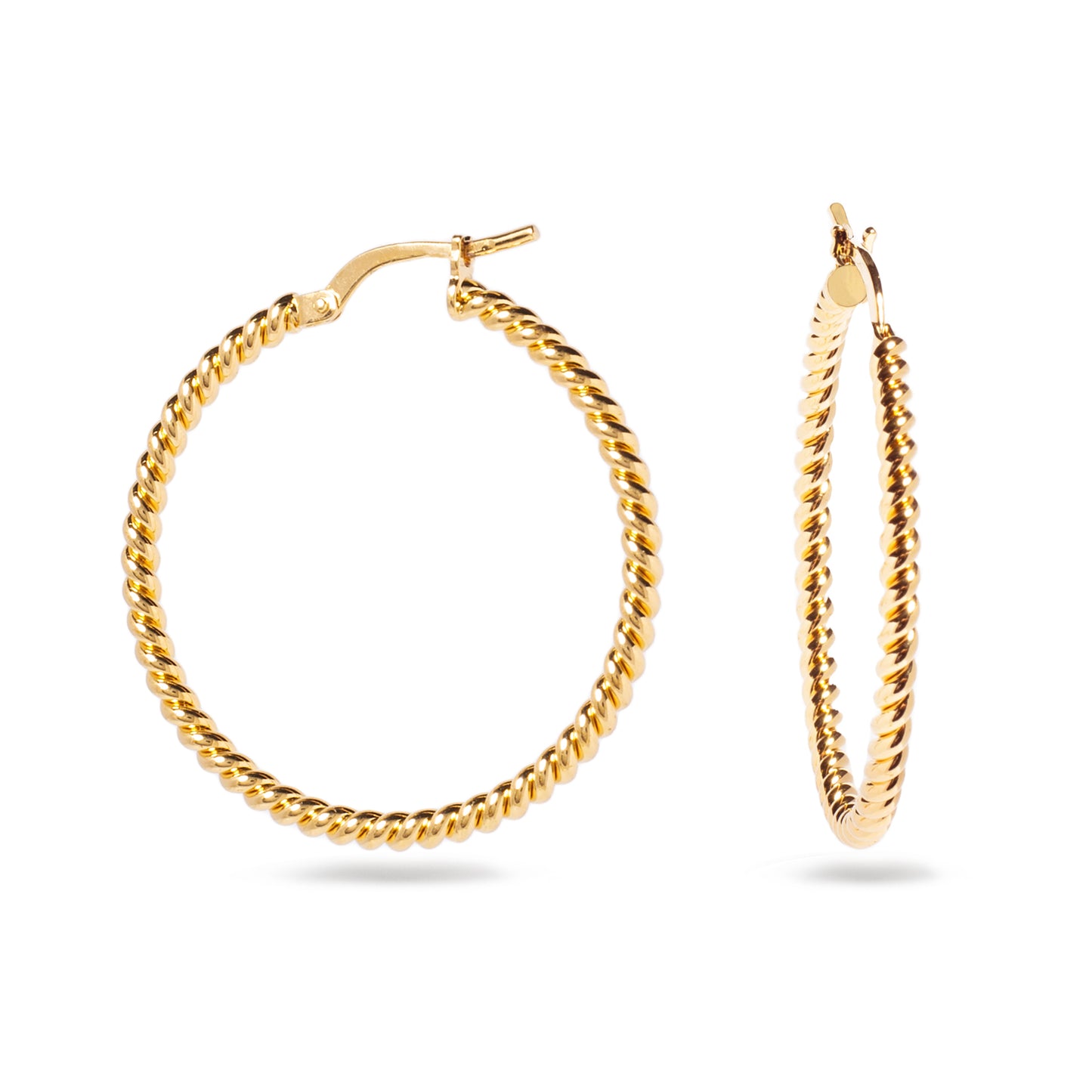 18Kt Yellow Gold Plated 30mm Round Bead Hoop Earrings