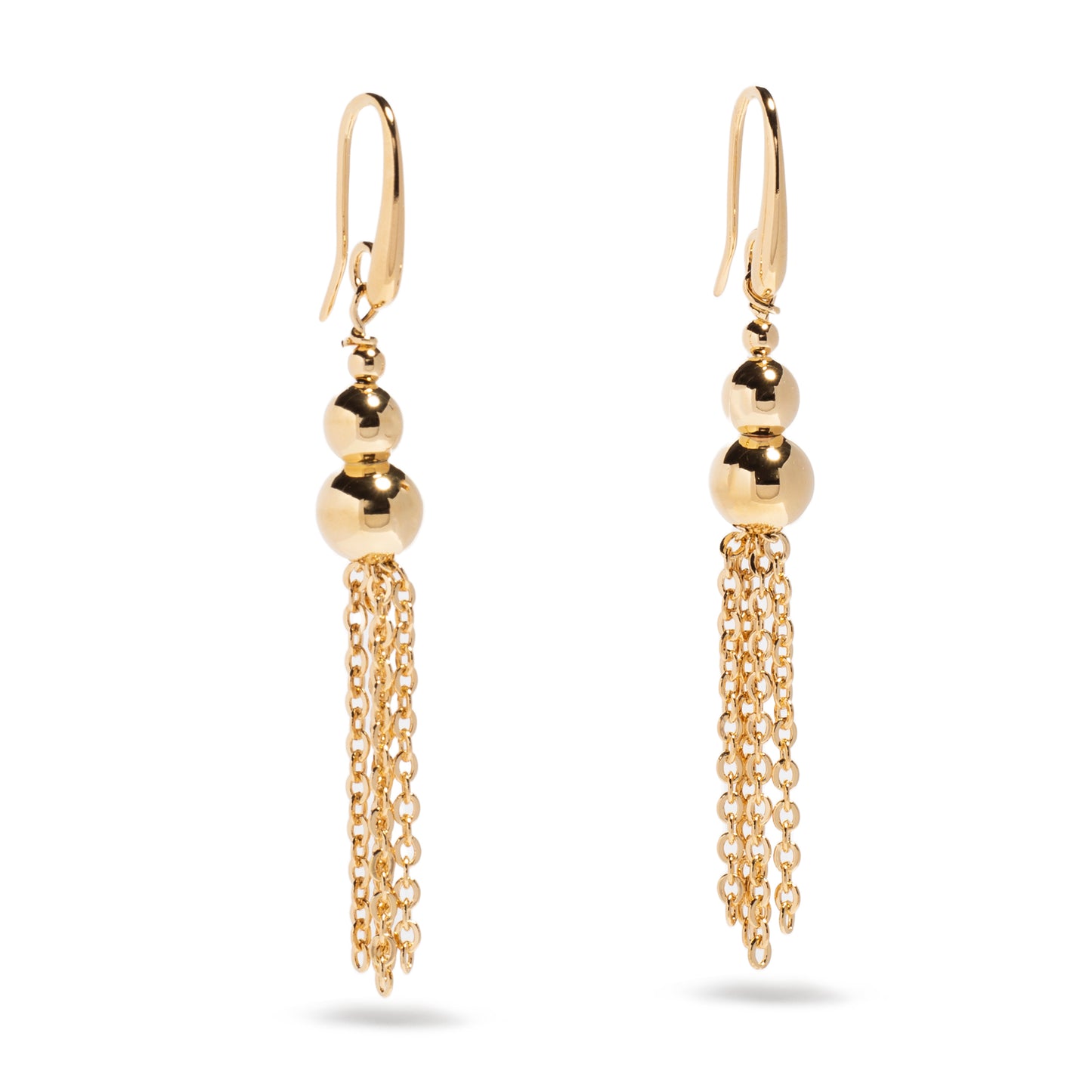 18KT GOLD PLATED YG GRADUATED BEAD DROP EARRING